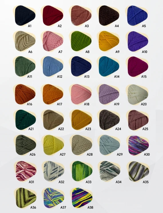 Color swatch chart with various triangular color samples