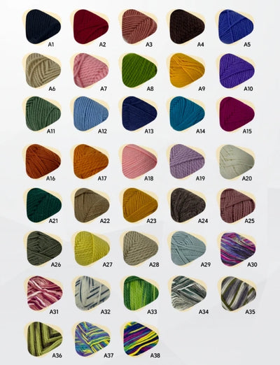 Color swatch chart with various triangular color samples