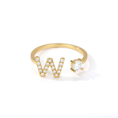 Zircon Initial Letter Ring