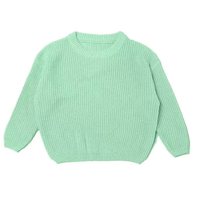 Light green knitted sweater on a white background