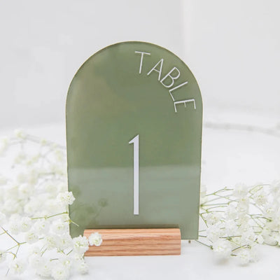 Personalised Acrylic Wedding Table Numbers – Modern Arch Design