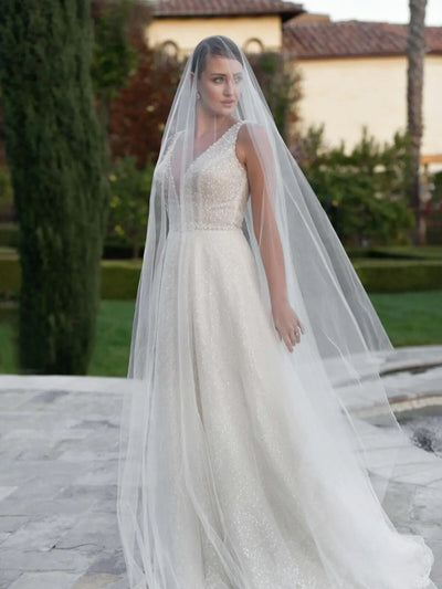 Elegance Unveiled: Two-Tier Cathedral Bridal Veil with Long Blusher