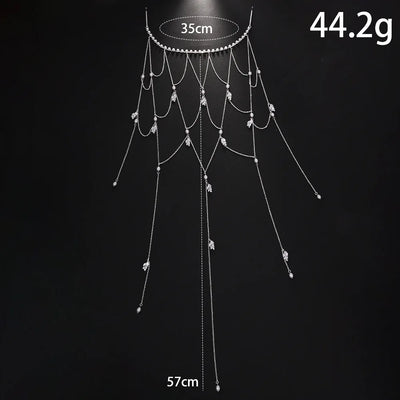 Cascading Pearls: Bridal Head Chain