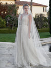 Elegance Unveiled: Two-Tier Cathedral Bridal Veil with Long Blusher