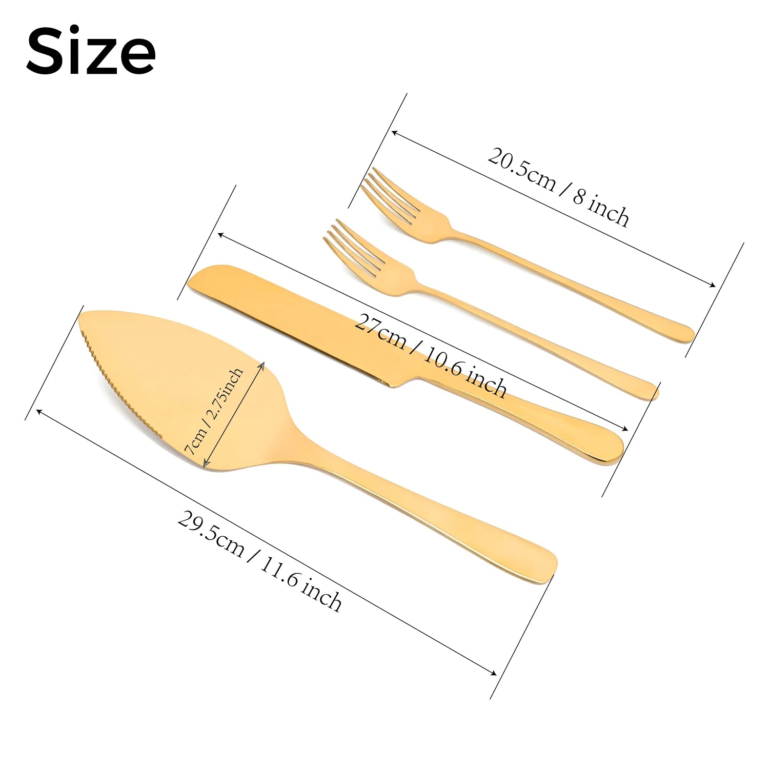 Size of Personalised Wedding Cake Cutting Set – Engraved Knife, Server & Forks