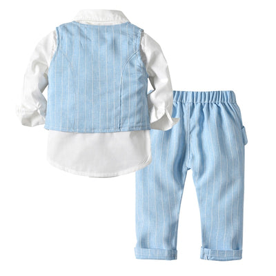 Boys Powder Blue 5-Piece Pinstripe Suit Set