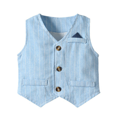 Boys Powder Blue 5-Piece Pinstripe Suit Set