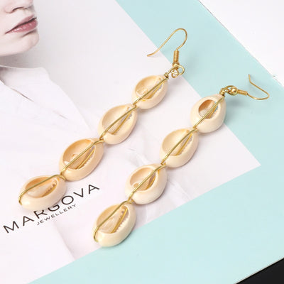 Cowrie Seashell Drop Earrings